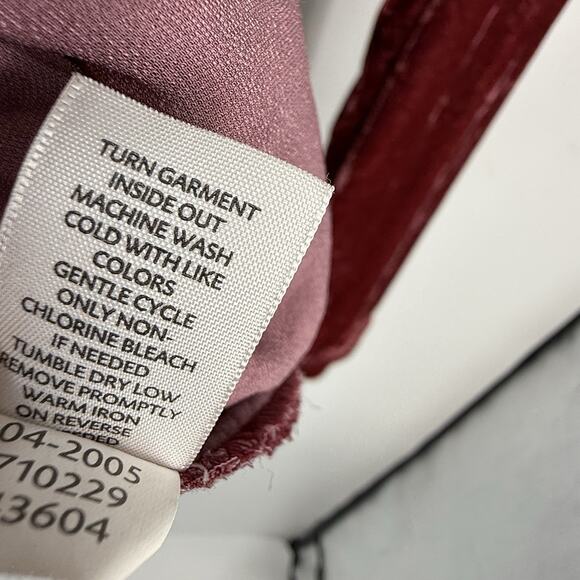 J Jill Small Silk Blend Crushed Velvet Button Up Top Lt. Burgundy Romantic Y2K - Picture 9 of 11